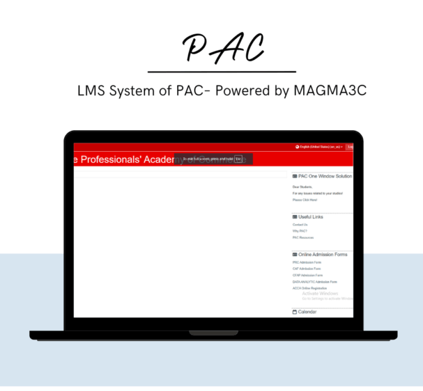 LMS-System-of-PAc institute Powered-by-MAGMA3C