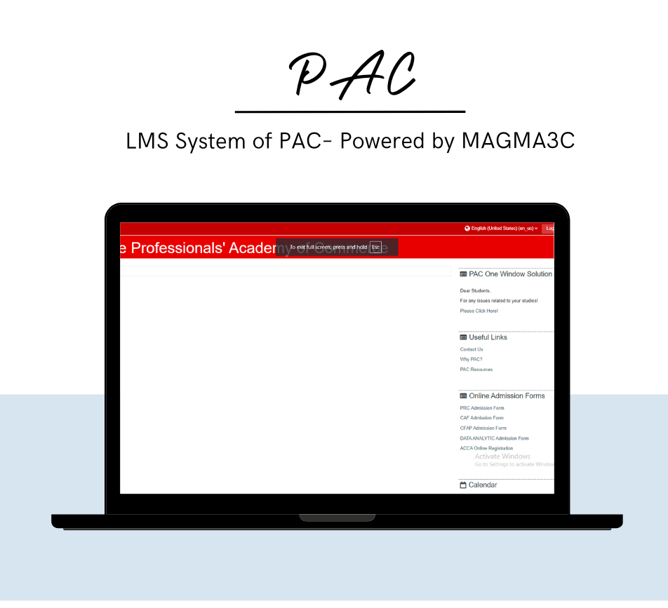 LMS-System-of-PAc institute Powered-by-MAGMA3C
