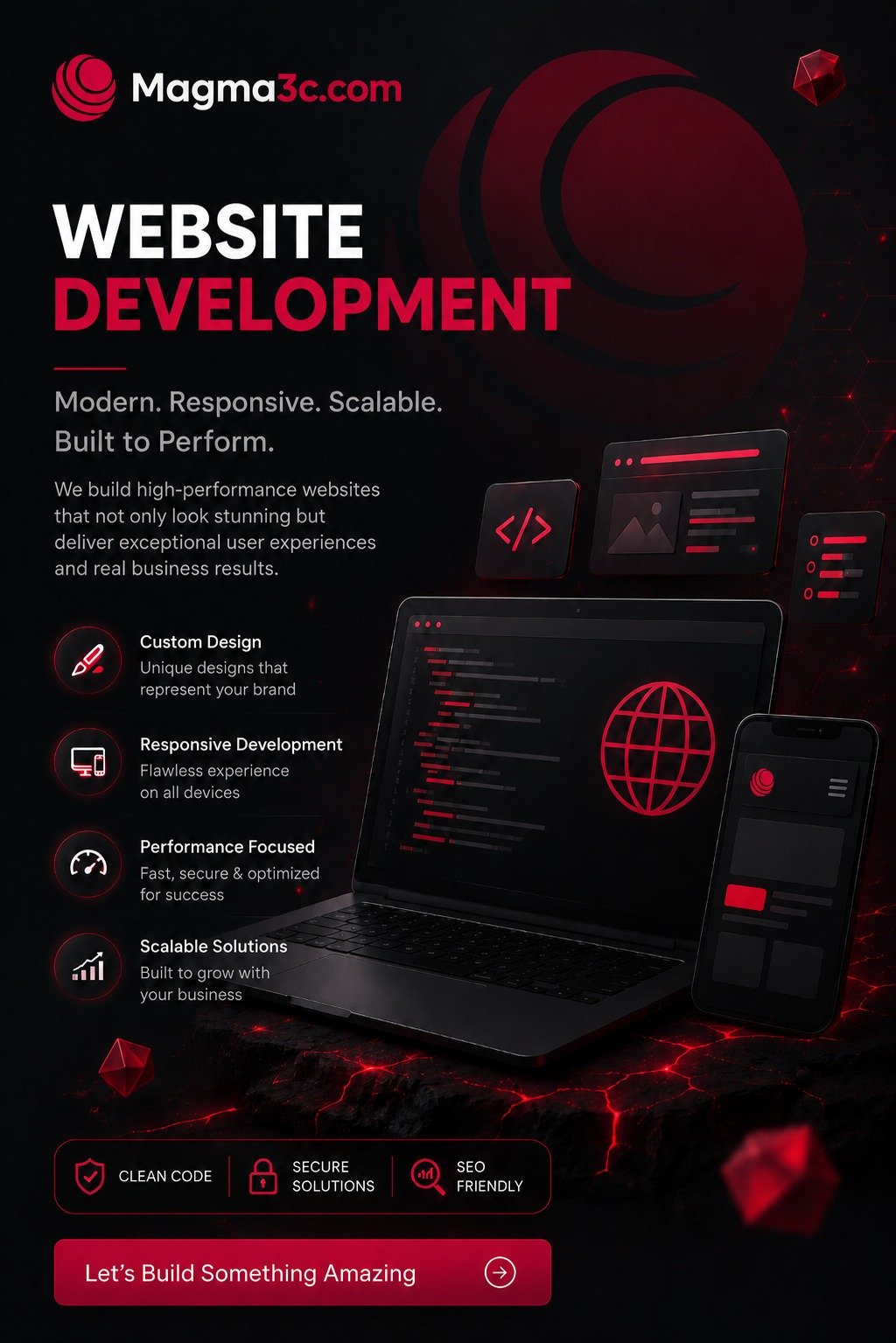 Custom Website Development by MAGMA3C – Transforming Digital Ideas into Powerful Business Solutions