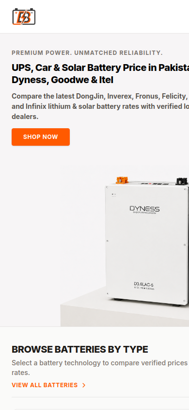 Screenshot of the battery.biz.pk homepage