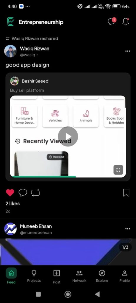 Entrepreneurship app app screenshot