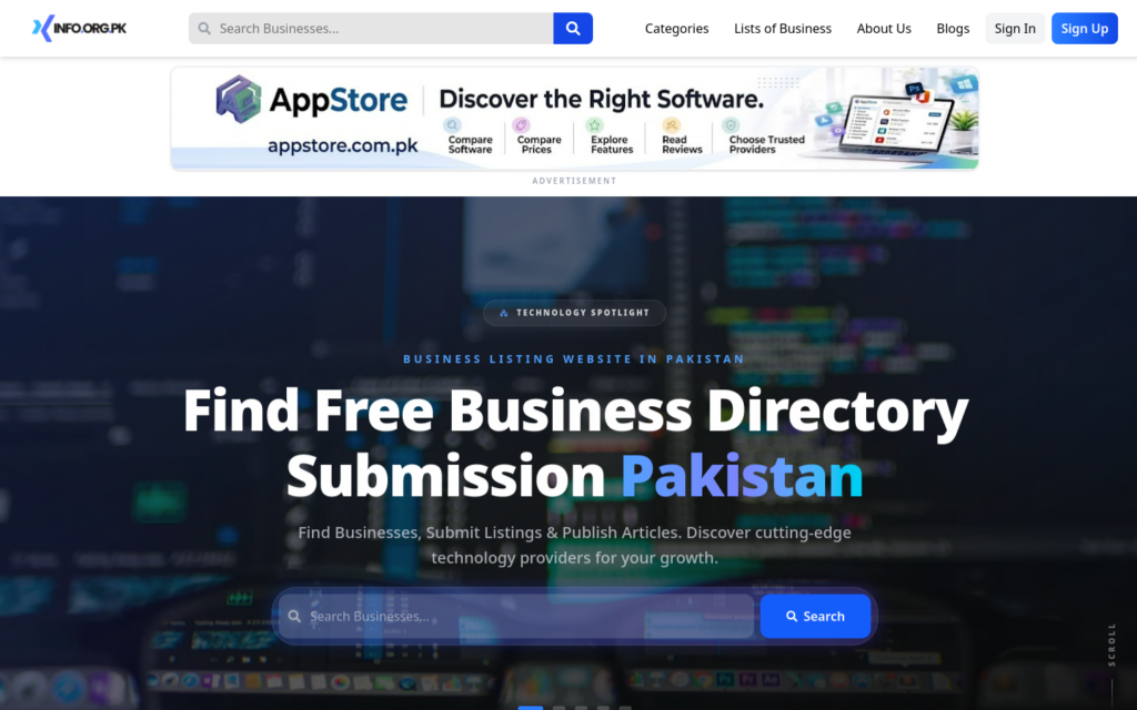 Screenshot of the info.org.pk homepage