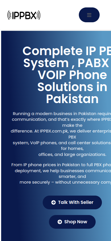 Screenshot of the ippbx.com.pk homepage