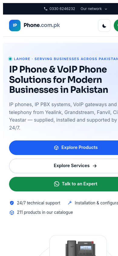 Screenshot of the ipphone.com.pk homepage