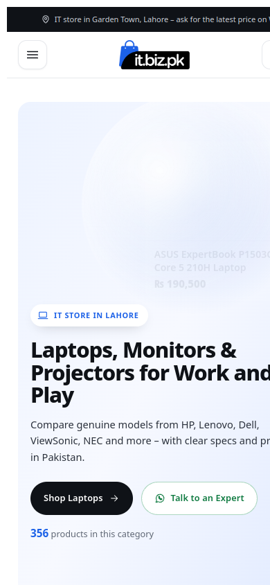 Screenshot of the it.biz.pk homepage