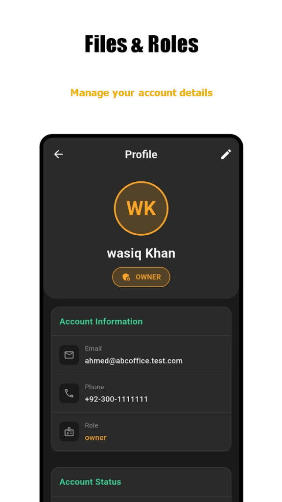 Oficeora Name Screen Panel app screenshot