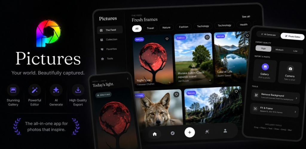 Pictures app feature graphic from Google Play