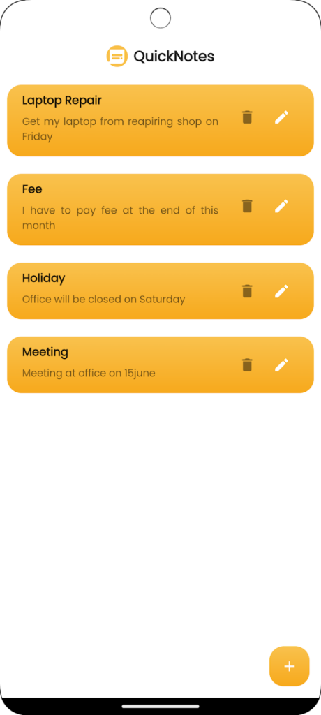 Quick Notes app screenshot