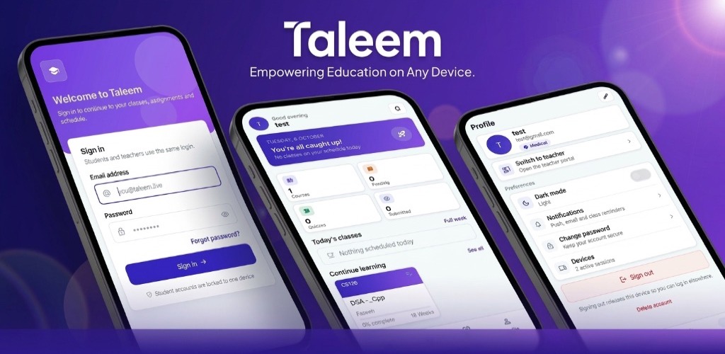 Taleem app feature graphic from Google Play