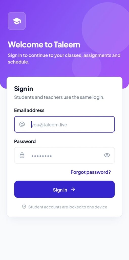 Taleem app app screenshot